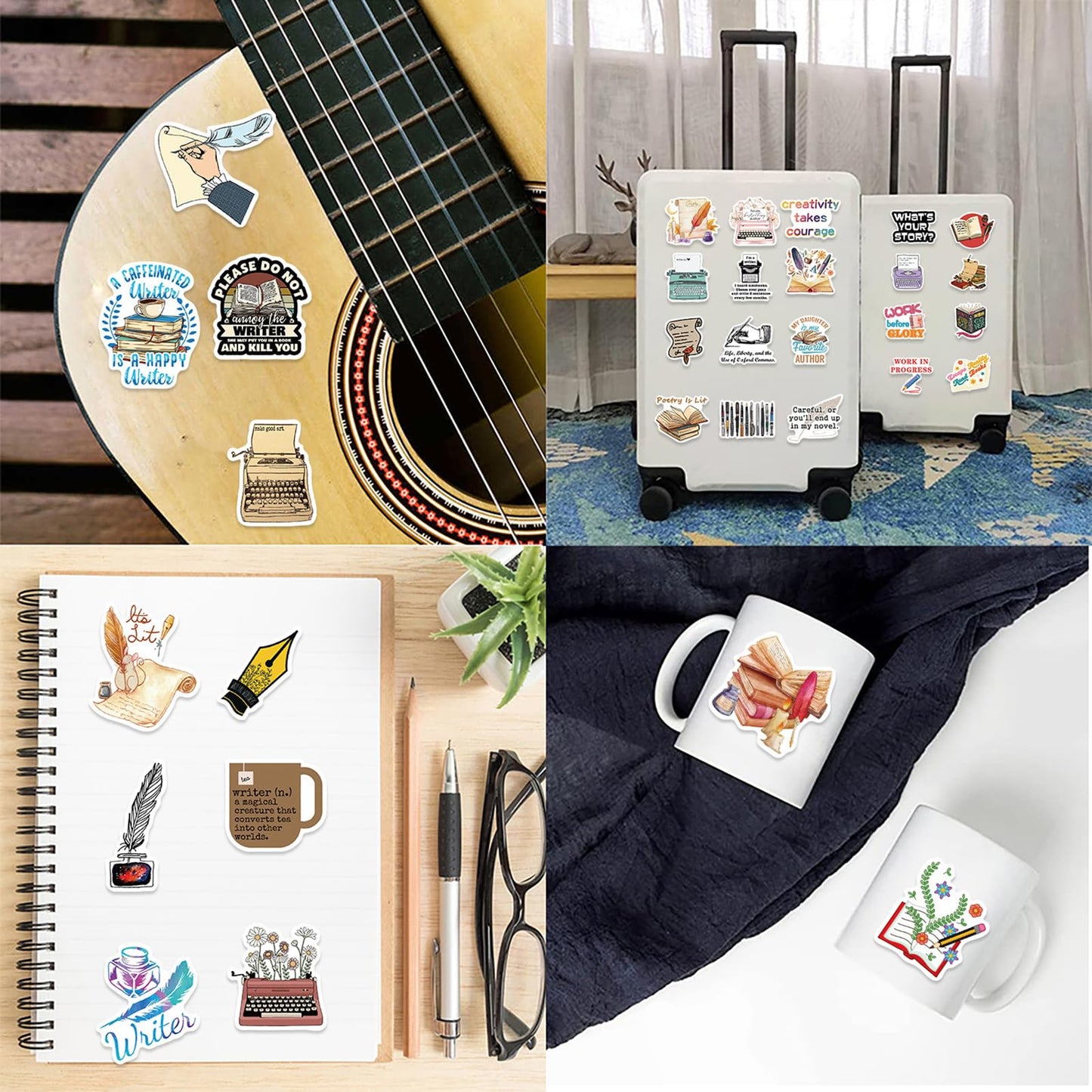 Writer Stickers,50 Pcs Love Reading Aesthetic Waterproof Stickers,Vinyl Stickers For Students, Bookish Gifts Stickers For Bookis