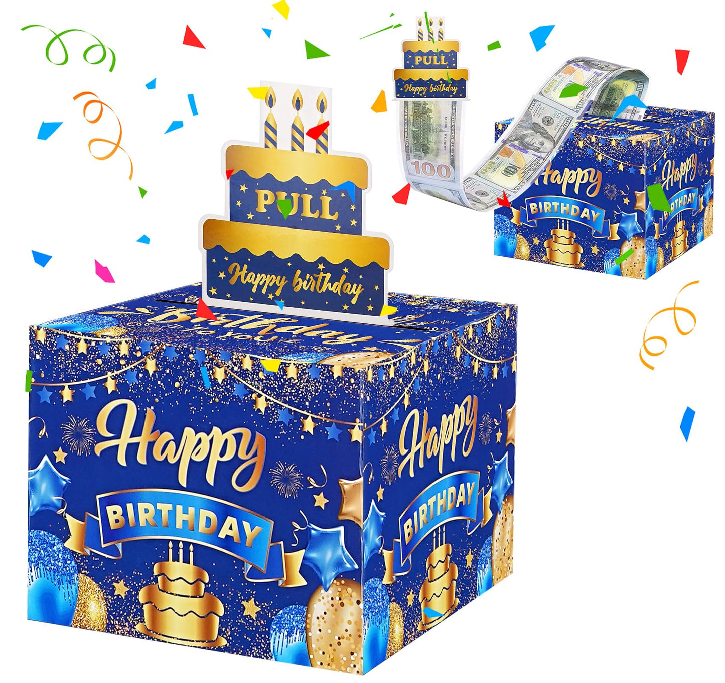 Birthday Money Pull Box, Money Box For Cash Gift, Happy Birthday Gift For Men Women, Funny Gifts Box For Friends Surprise Birthd