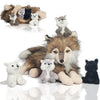 XYHQYB 5 Pcs Wolf Stuffed Animal Plush Toy Set - 16 Mommy Wolf with 4 Baby Wolves, Cute Gift for Kids, Easter and Birthday Decoration