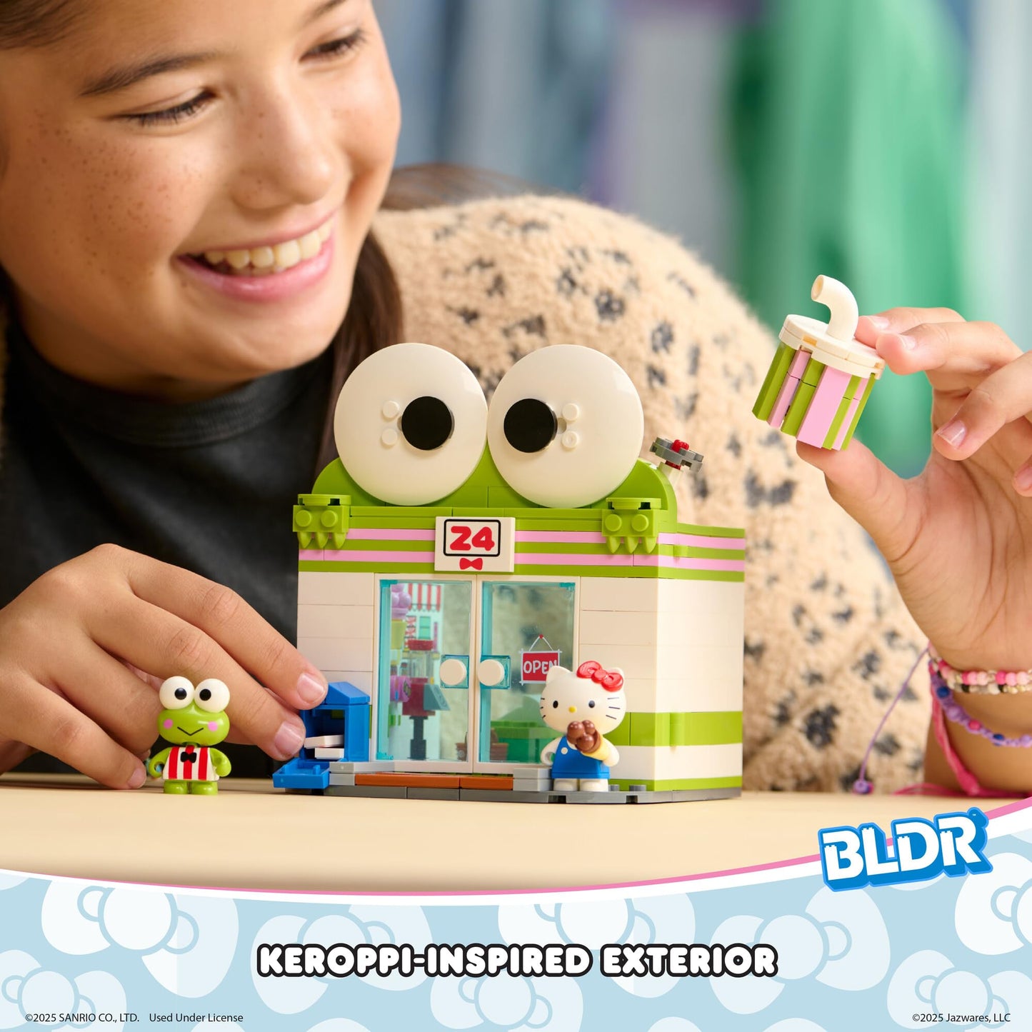Bldr Hello Kitty And Friends Keroppi Mart Building Set With Hello Kitty And Keroppi Minifigures - Gift For Kids, Girls, Sanrio,
