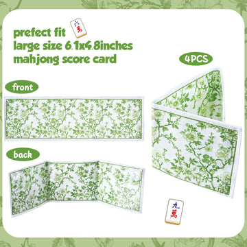 Sonwyoung Chinoiserie Mahjong Card Holder - Large Soft Fabric Sleeve 6.2"x5.2" - Green, Model SIO-Sonwyoung-1268