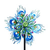 Roaming Light Peacock Wind Spinner, 48Inch Double Wind Sculpture, Wind Sculptures & Spinners Outdoor Metal Stake Yard Spinners,