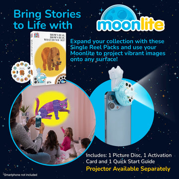 Moonlite Storytime Projector - Eric Carle Brown Bear - Plastic, Yellow/Blue/Brown/Purple, Model 210097, for Kids 12 Months & Up
