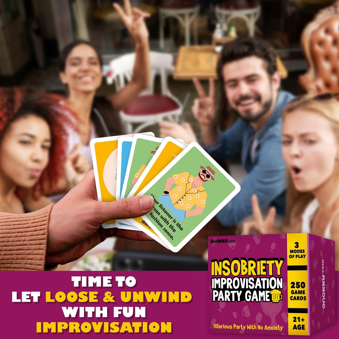 Quokka Fun Party Game For Adults - 250 Cards | Improv Game | Funny Challenges - Hilarious Game For Game Night