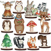 12 Pcs Woodland Animal Figurines Shower Decorations Enchanted Forest Decor,Animals Wood Table Centerpieces Woodland Animals Deco
