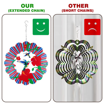 Jmbtlus Garden Wind Spinners, 12 Inch 3D Stainless Steel Hummingbird Wind Spinner For Yard Garden Decoration Christmas Party Ind