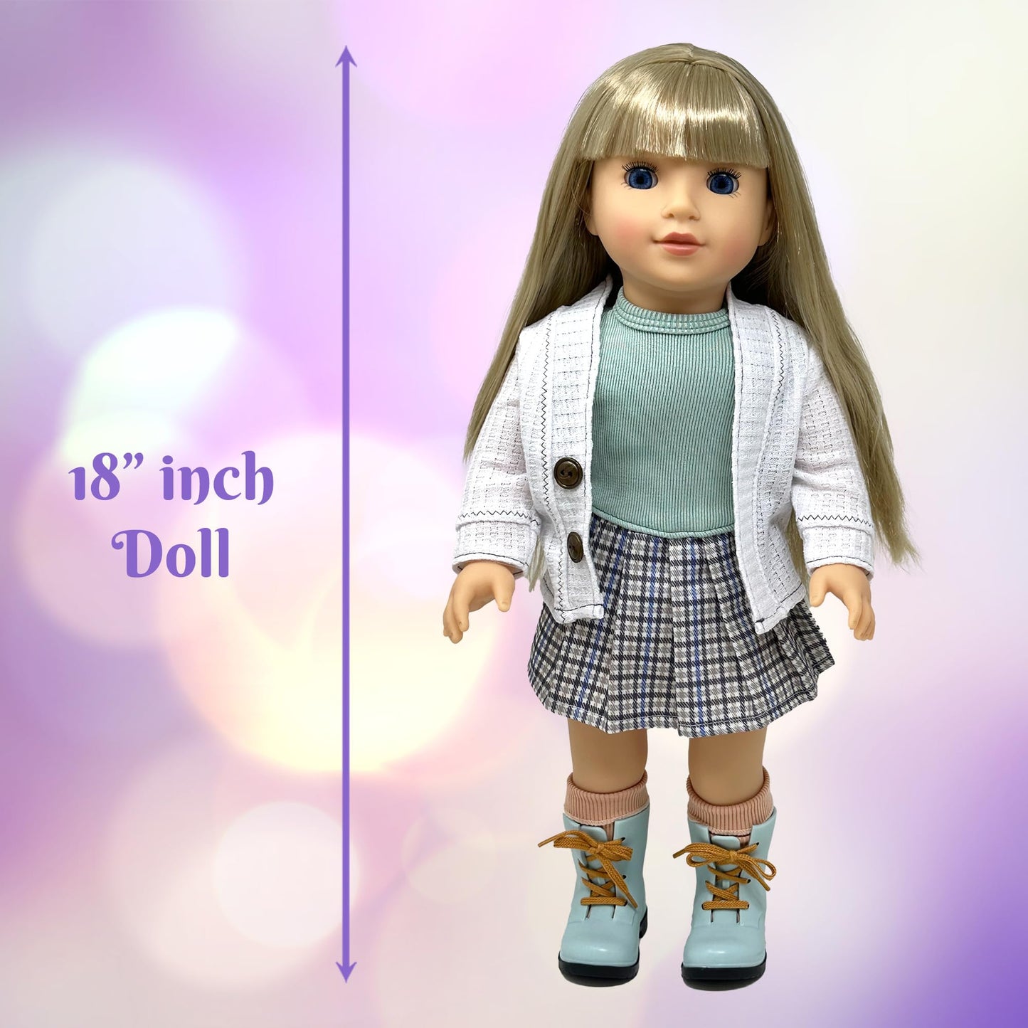 18 Inch Dolls With Soft Hair And Accessories – Soft Body Doll With Sleeping Eyes, Poseable Vinyl Arms & Legs, Dress Outfit – Cute 18' Doll Set For Girls - Original 18' Doll