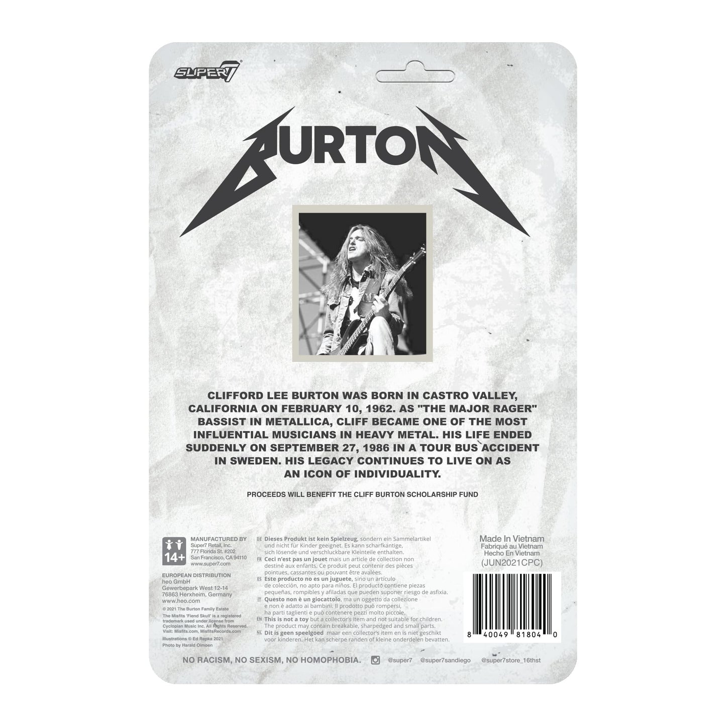 Super7 Cliff Burton Cliff 'Em All - 3.75' Action Figure With Accessories Heavy Metal Collectibles And Retro Toys