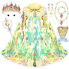 Limiroler Princess Dress Up Toys Princess Dress Up Clothes Rainbow Mermaid Cape Kit 9 Pcs Gift Set For Little Girls 3-8 Years (R