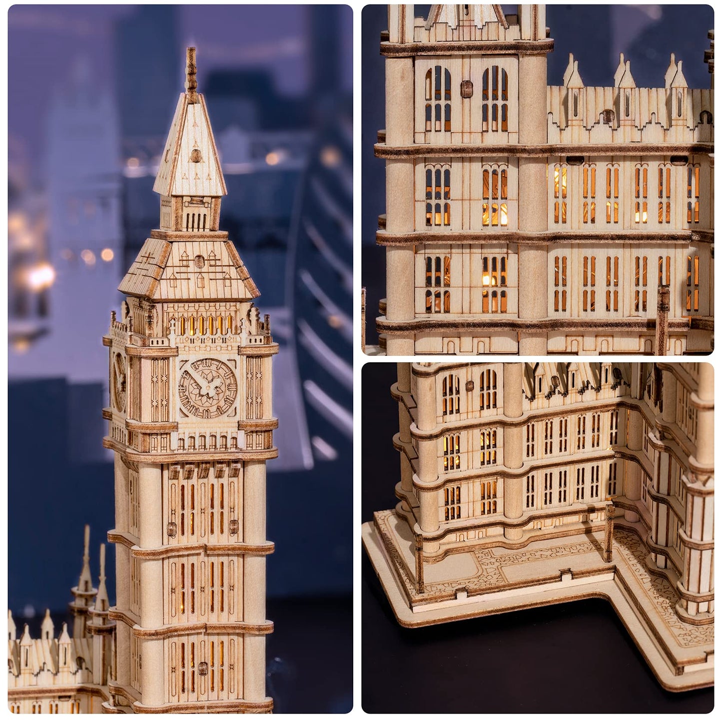 Robotime 3D Puzzle For Adults Wooden Craft Kits For Teens Diy Construction Model Kit With Led Light To Build Educational Big Ben