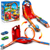 Race Track Toy Car Set with 2 Race Cars 2 in 1 Car Tracks Style with Storage Box Changeable Tracks Toys Birthday Gifts for Kids 3 4 5 6 7 8+Year Old Boys Girls (Red)