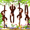 Chivao Set Of 4 Stuffed Monkey Hanging Stuffed Animal Monkey Plush Toy Large Animal With Loop For Gifts Favors(28 Inch,Dark Brown, Light Brown)