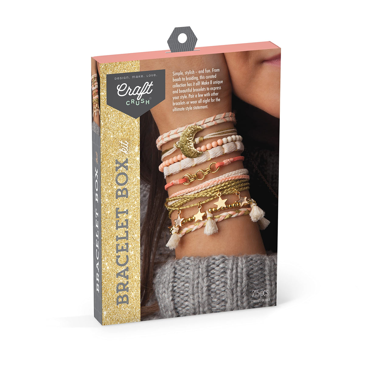 Craft Crush Bracelet Making Kit (Gold) Friendship Bracelet Makering Kit DIY Craft & Jewelry Making Kit for Kids, Teens, Twee