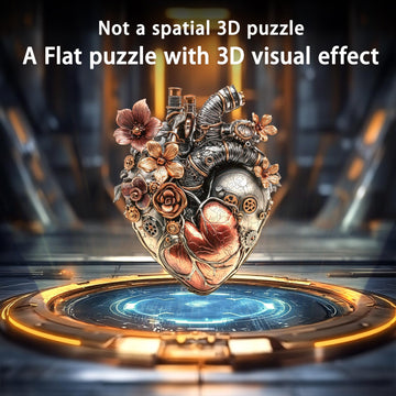 Wooden Puzzles for mature-themeds Mechanical Heart Wooden Jigsaw Puzzle Unique Shaped Wood Puzzles mature-themed Fun Gifts for Mother's Day Heart Puzzle Home Decor (M-12 * 9.6in 155 Pieces)