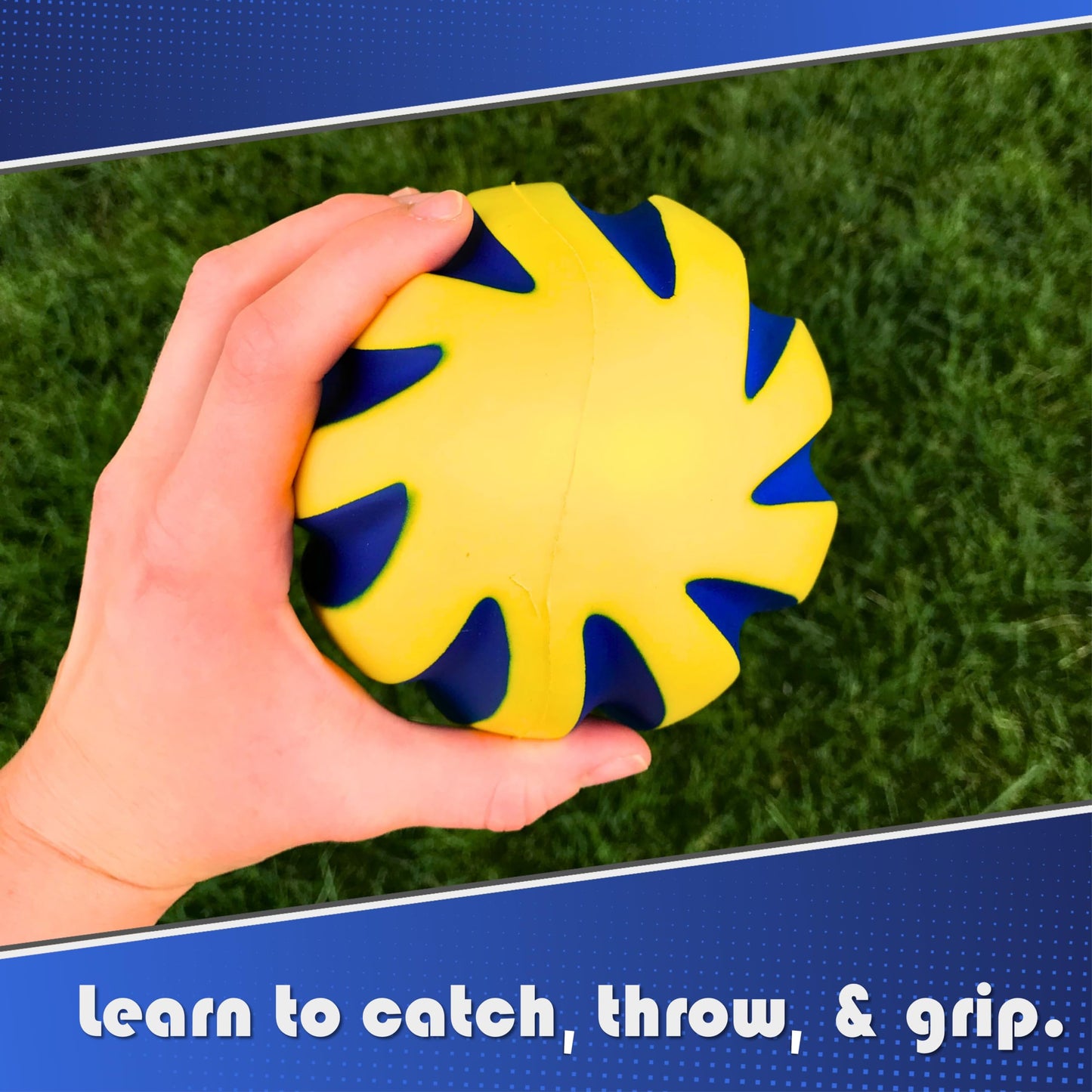 LMC Products Spiral Foam Football - Soft Foam Football for Kids - Each Quality Kids Football is 9 Inches - mature-themed & Toddler Football Youth - Small Football (Yellow & Blue)