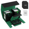 TiMOVO MTG Deck Box Commander Deck Case Fits 200+ Double-Sleeved Cards Magnetic Leather Card Storage Box with 2 Commander Display & 4Dividers & Dice Tray Fit YuGiOh TCG CCG Magic Cards Black+ Green