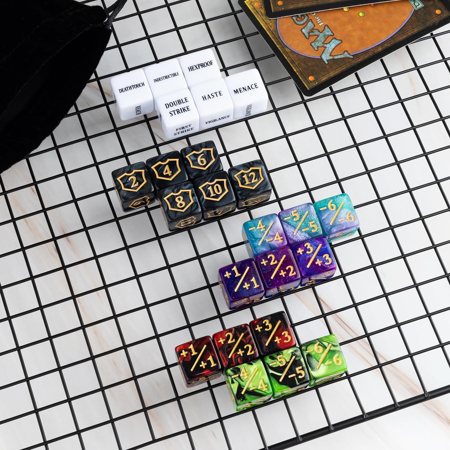63 Pieces Mtg Dice Counters Bulk Ability Keywords Mtg Tokens Shield Life Counter 6 Sided Dice Set For Magic The Gathering,Tcg,Ca