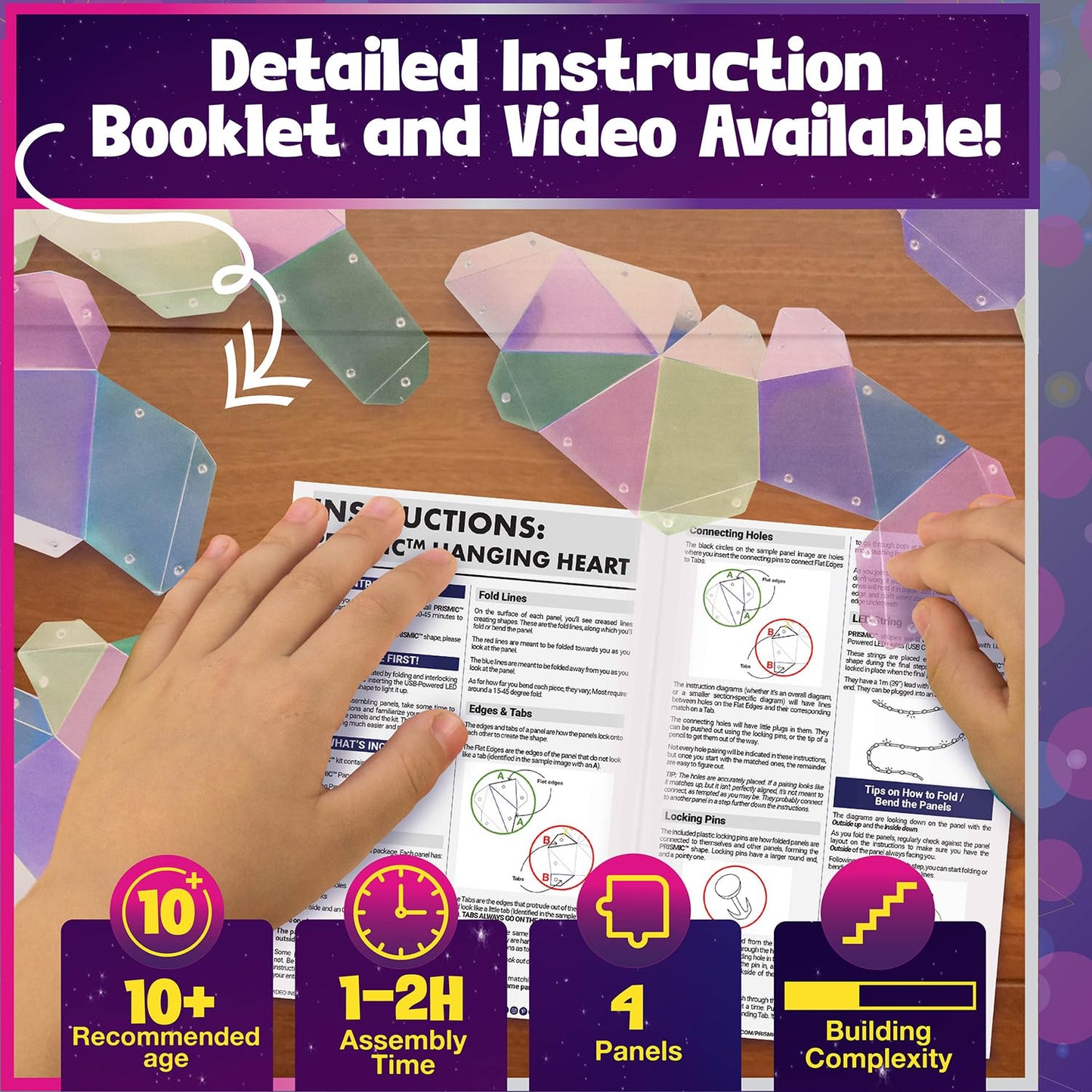 PRISMIC Make Your Own Lantern Heart 3D Light - Girls Arts and Crafts Ages 8-12, Gifts for 8 9 10 11 12 Year Old Girls Birthday,