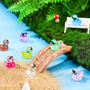 Chakanlx 110Pcs Luminous Sunglasses Mini Resin Duck 11 Colors Little Small Ducks Glow In The Dark Duck Figures For Dollhouse Aqu