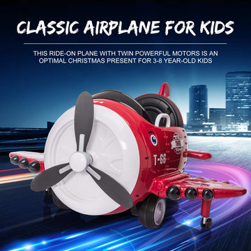Airplane Ride On Toy Kids Car Tobbi 12V Electric Kids Ride Airplane Motorized Kids Vehicles W/Bombing Sound/Joysticks Operation/