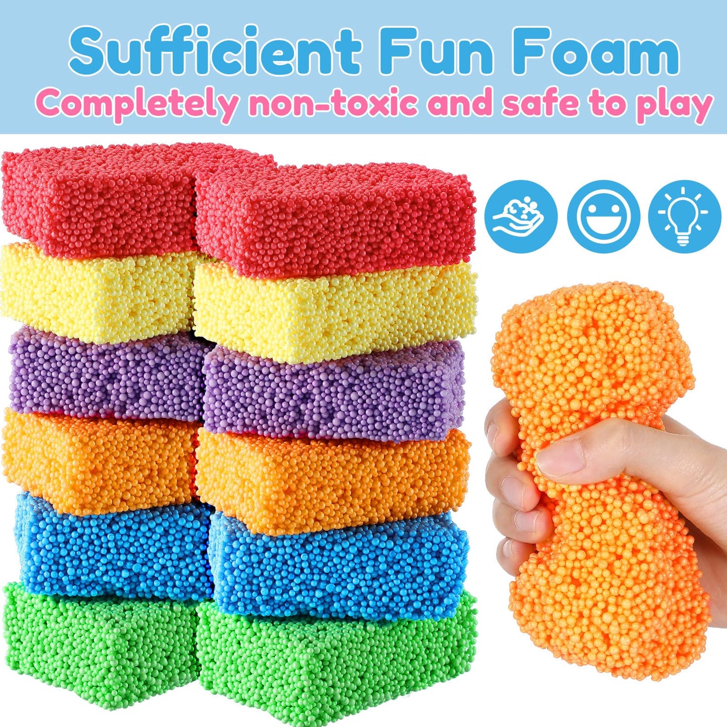 Shappy 12 Blocks Modeling Foam Clay For Kids Clay Foam Beads For Education Preschool Toys For Kids Develop Creativity Diy Art Crafts, 6 Colors