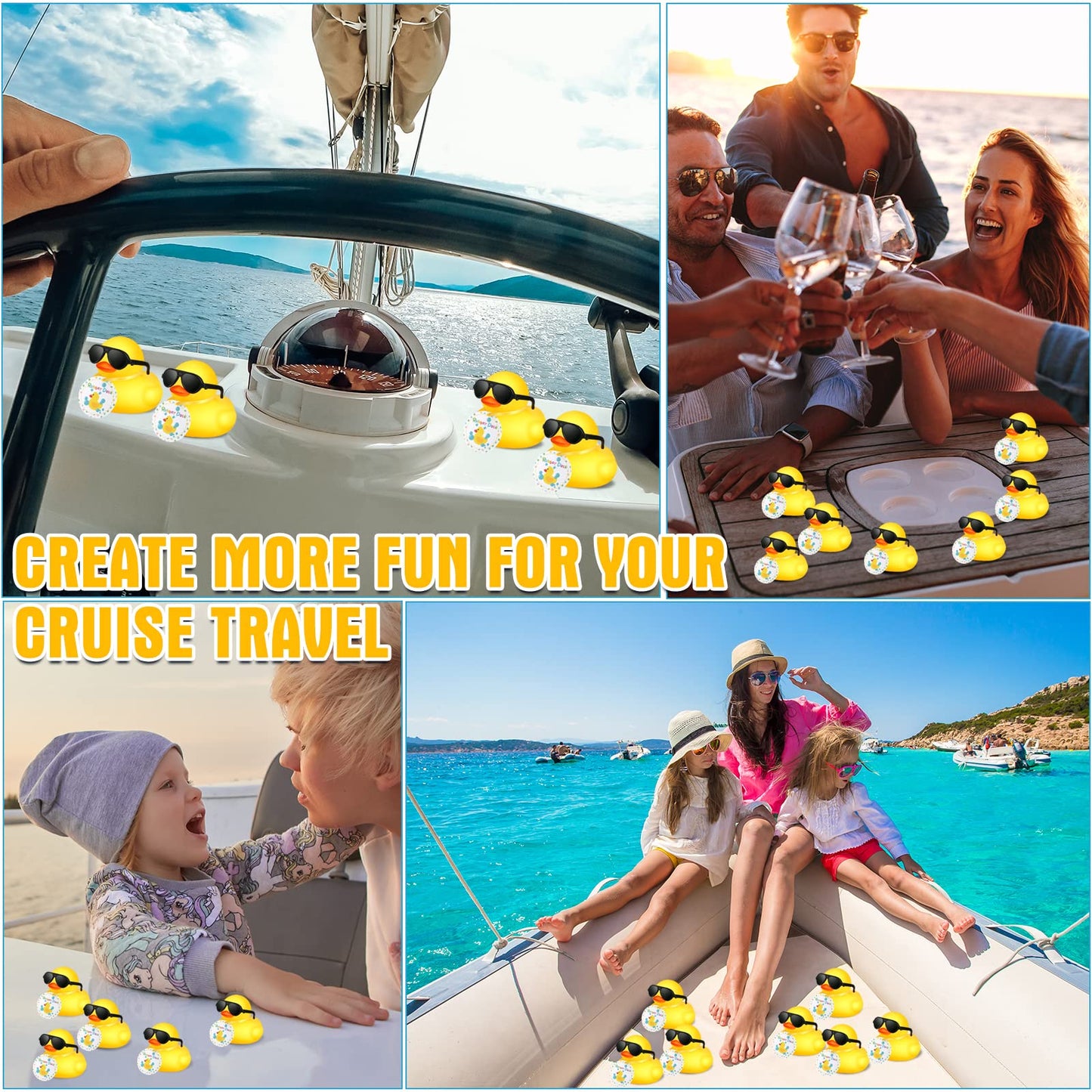 Chivao 12 Pcs Mini Rubber Ducks With Sunglasses/ Glasses And Hats/ Necklace, Cruise Rubber Ducks In Bulk Valentine'S Day Gift Small Duck Bathtub Toy For Hiding Party Favor(Yellow,Card Style)