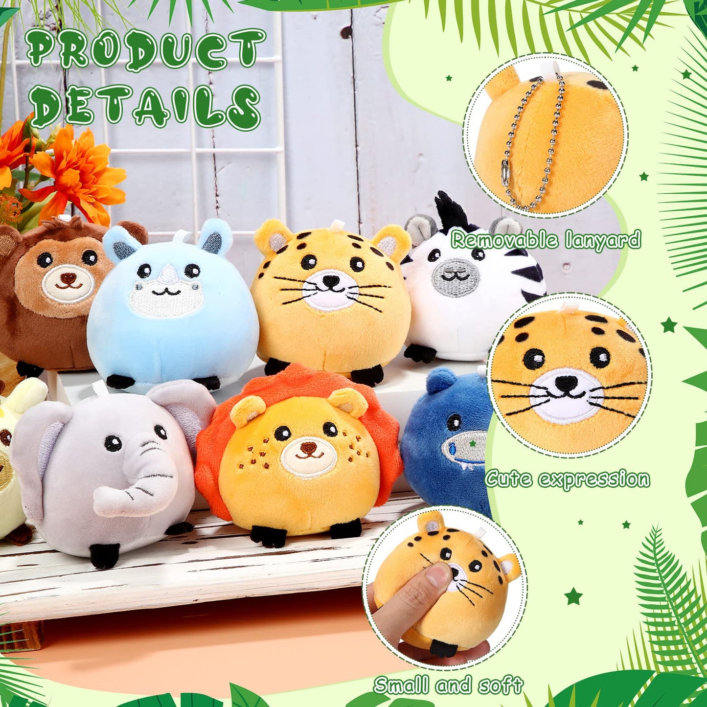 Skylety 9 Pcs Mini Plush Stuffed Animals Bulk 3.15 Inch Cute Soft Decompress Animals Plush Toys For Baby Shower Birthday Party Gifts Classroom Prizes Easter Basket Stuffers(Forest Animals)