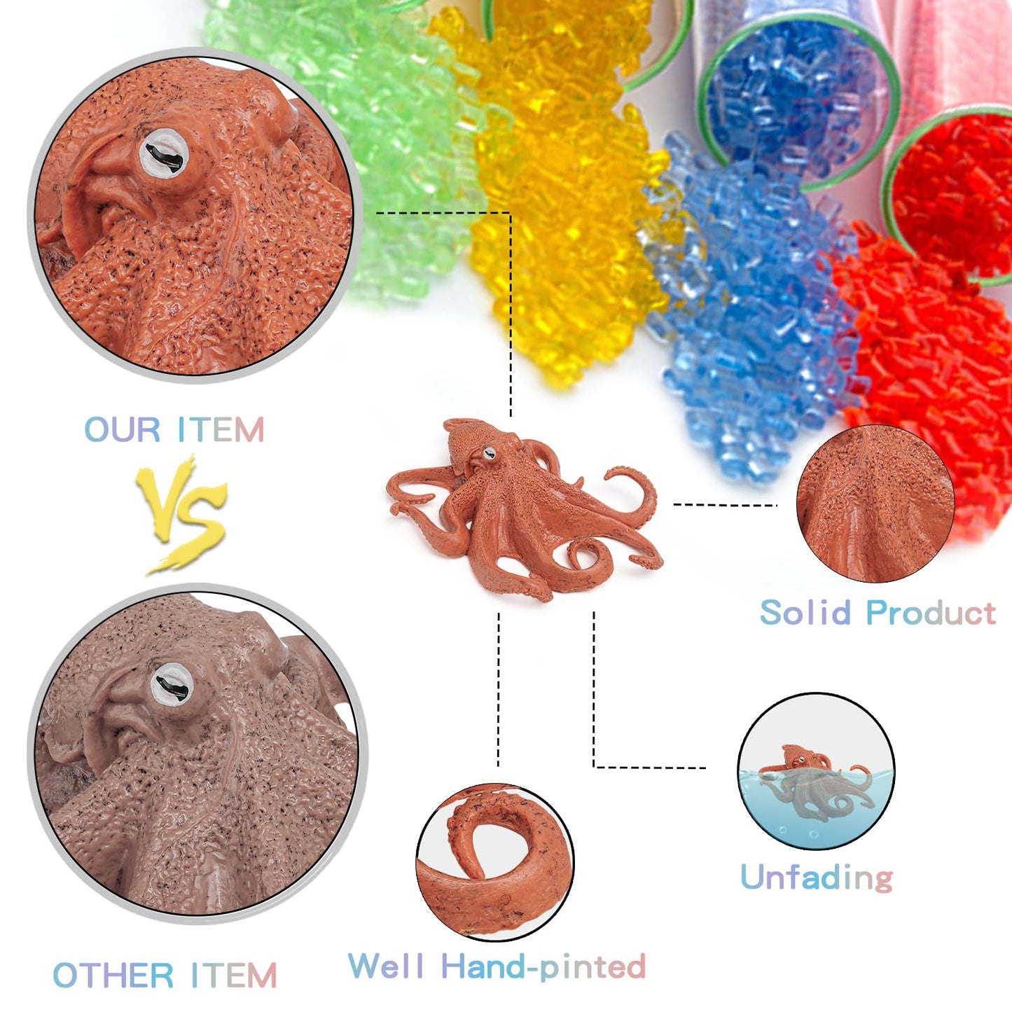 Fish Life Cycle Of Octopus Figurines Salmon Figurines Octopus Figures Set Toys Realistic Animals Preschool Animals Eduactional P