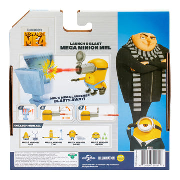 Minions Mega Mel Action Figure - Launch & Blast Blaster, Multicolor, Model 59281, Collectible with Unique Play Features and Accessories