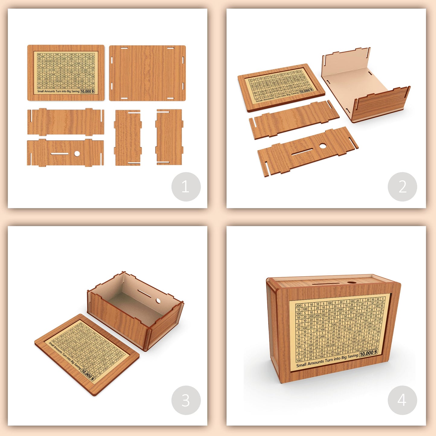 Piggy Bank For Adults Kids, Wooden Coin Bank For Boys And Girls, Cash Vault Money Saving Box With Counter $10000 5000 Savings Ch