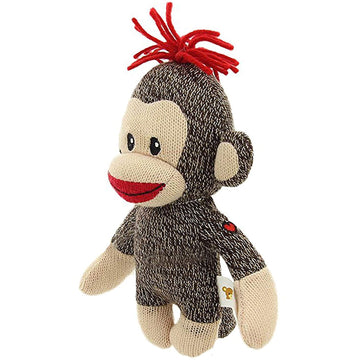Plushland Curioso Brown Sock Monkey - Hand Knitted 6-Inch Stuffed Animal Toy for Kids, Babies, and Teens - Perfect Gift Puppet