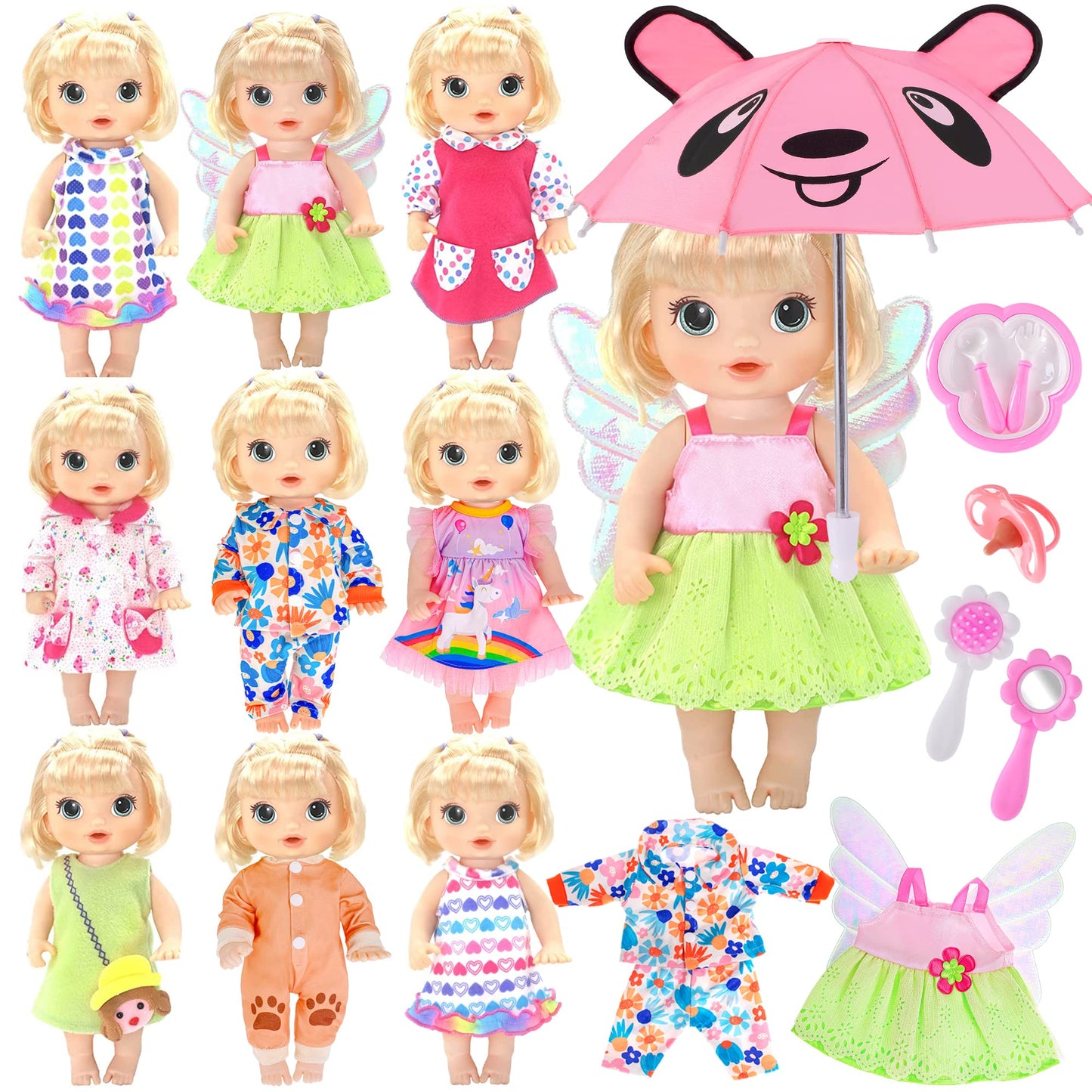Ebuddy Baby Doll Clothes And Accessories 16 Pack 12 Inch Baby Doll Accessories For 10 Inch Baby Dolls 12 Inch Baby Dolls 14 To 14.5 Inch Dolls