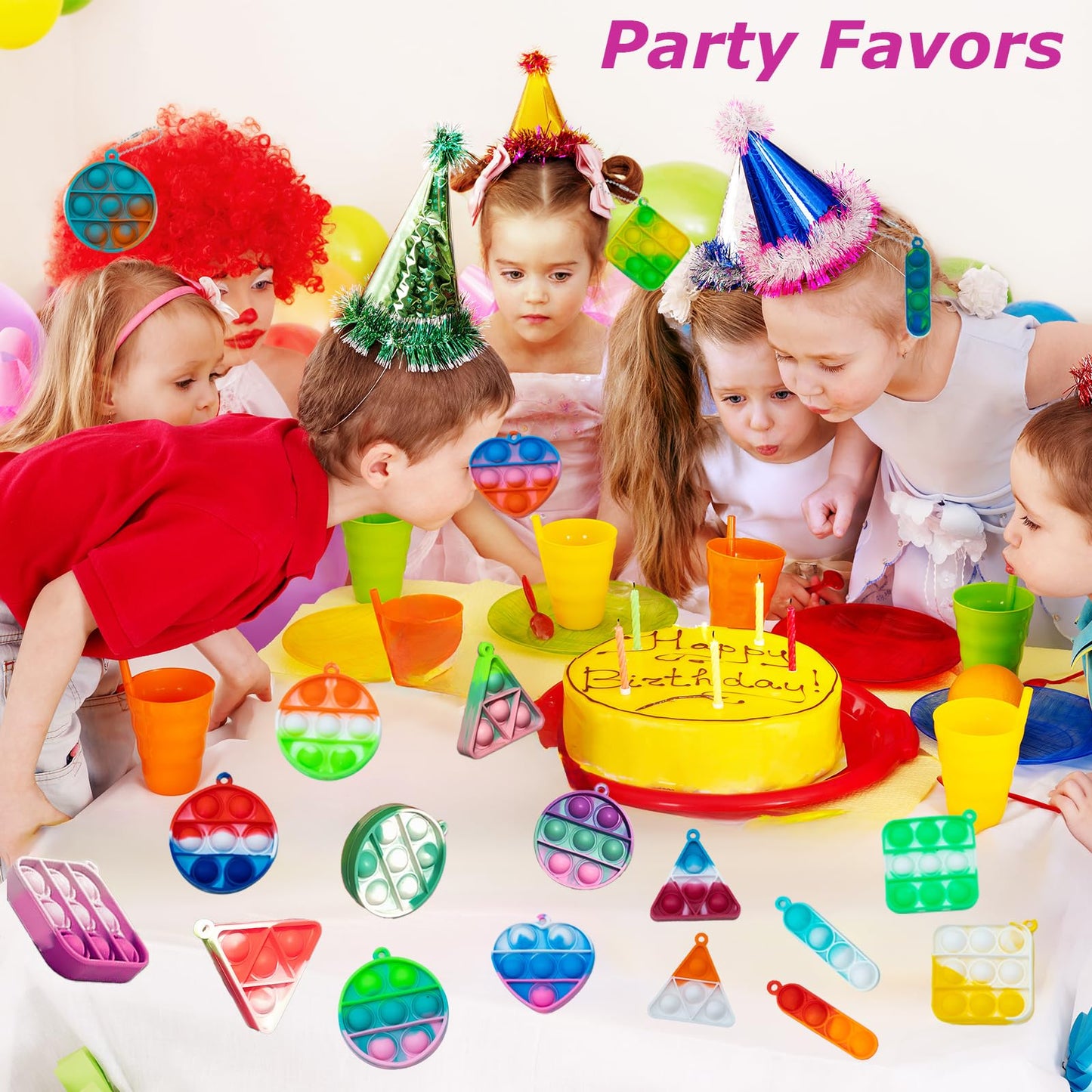 Pop Fidget Keychain Mini Fidget Toys Bulk 180 Pack Party Favors For Kids 3-5 4-8 Year Boys Girls Push Pops Bulk Stocking Pinata