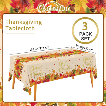 Gatherfun Fall Thanksgiving Party Supplies, Disposable Tablecloth, Plastic Table Cover for Autumn Party Decorations and Thanksgi