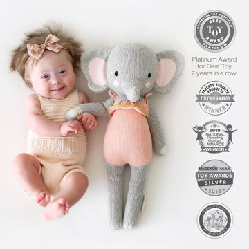 Cuddle + Kind Eloise The Elephant Regular 20'' Hand-Knit Doll - 1 Doll = 10 Meals, Fair Trade, Heirloom Quality, Handcrafted In