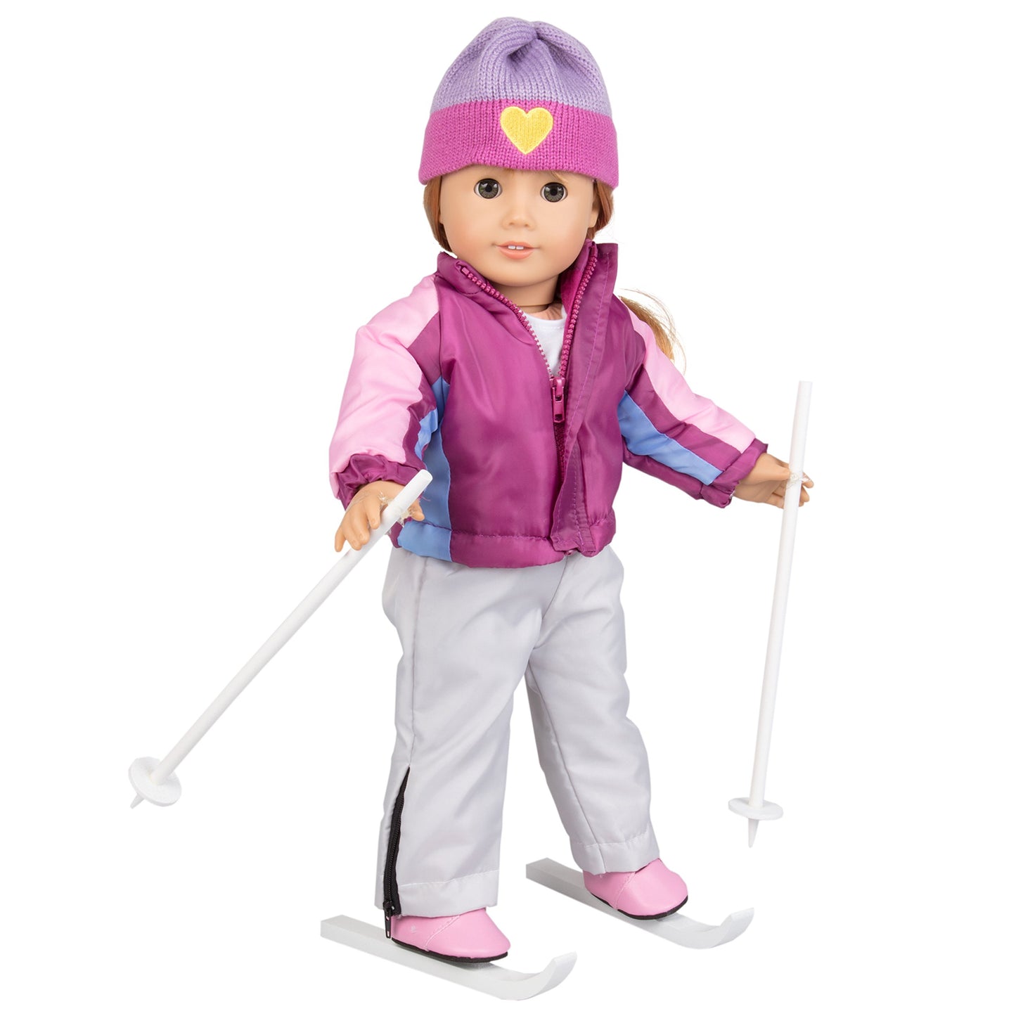 Skiing Winter Doll Outfit For American 18'' Girl Dolls - 7 Piece Premium Handmade Clothes Set Costume