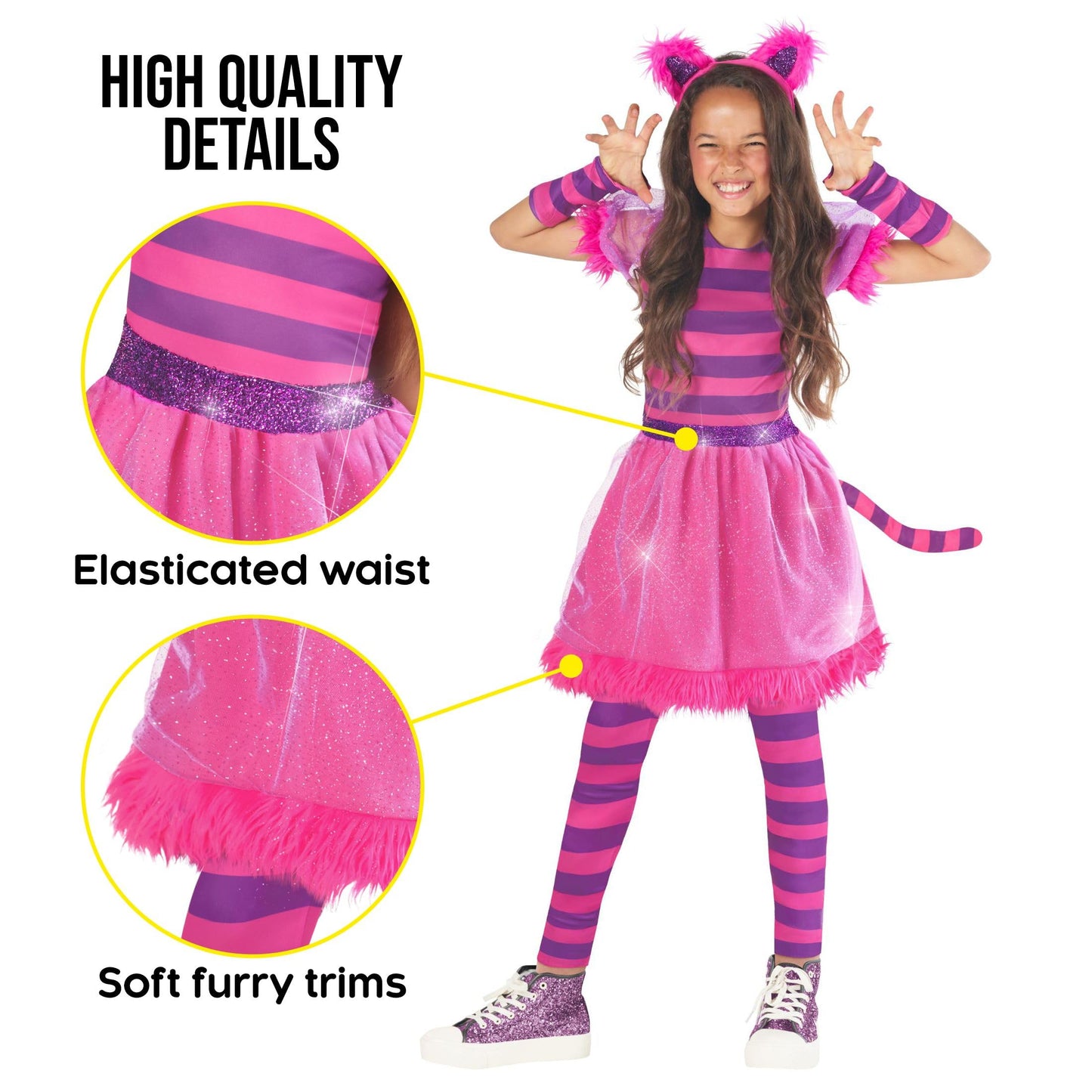 Morph Striped Pink Cat Costume For Girls - Pink Cat Costume Kids - Cat Halloween Costumes For Girls - Purple Cat Costume Kids M