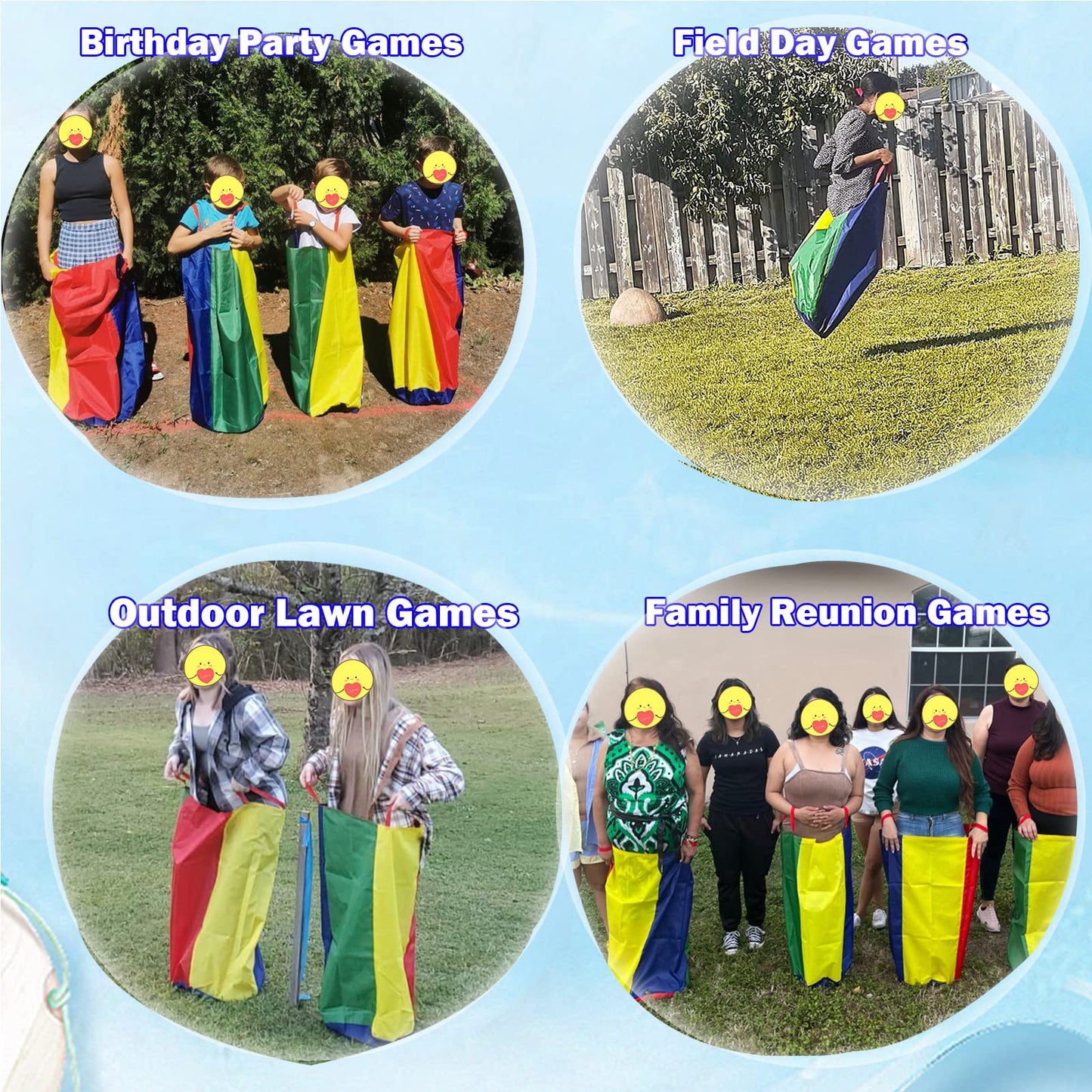 Cwlakon 6 Pack Potato Sack Race Bags For Kids Adults Family Outdoor Field Day Birthday Party Yard Backyard Camping Picnic Easter Fall Themed Thanksgiving Halloween Christmas 4Th Of July Party Games