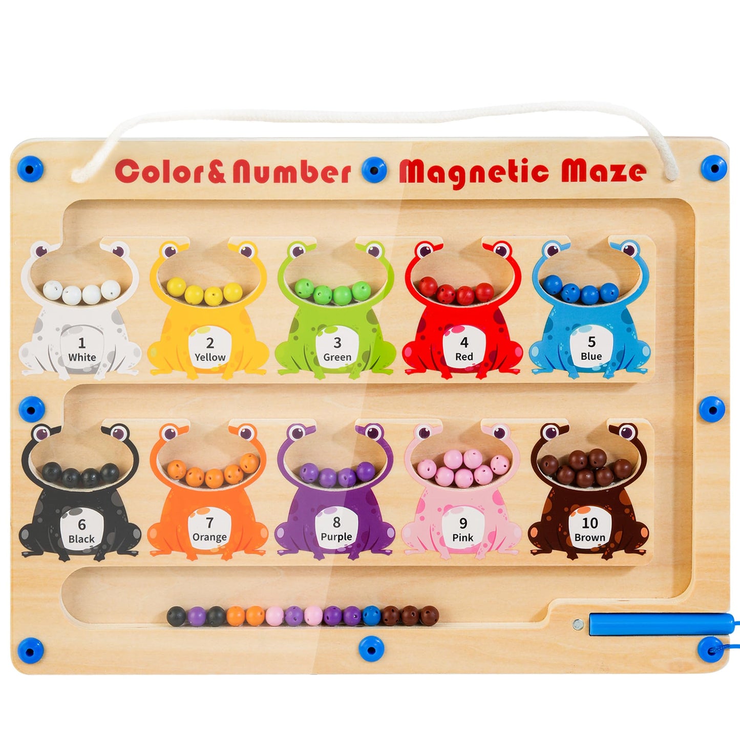 Woodmam Magnetic Color And Number Maze, Wooden Magnet Maze Montessori Toys For 3+ Years Old, Learning & Education Toys For Presc