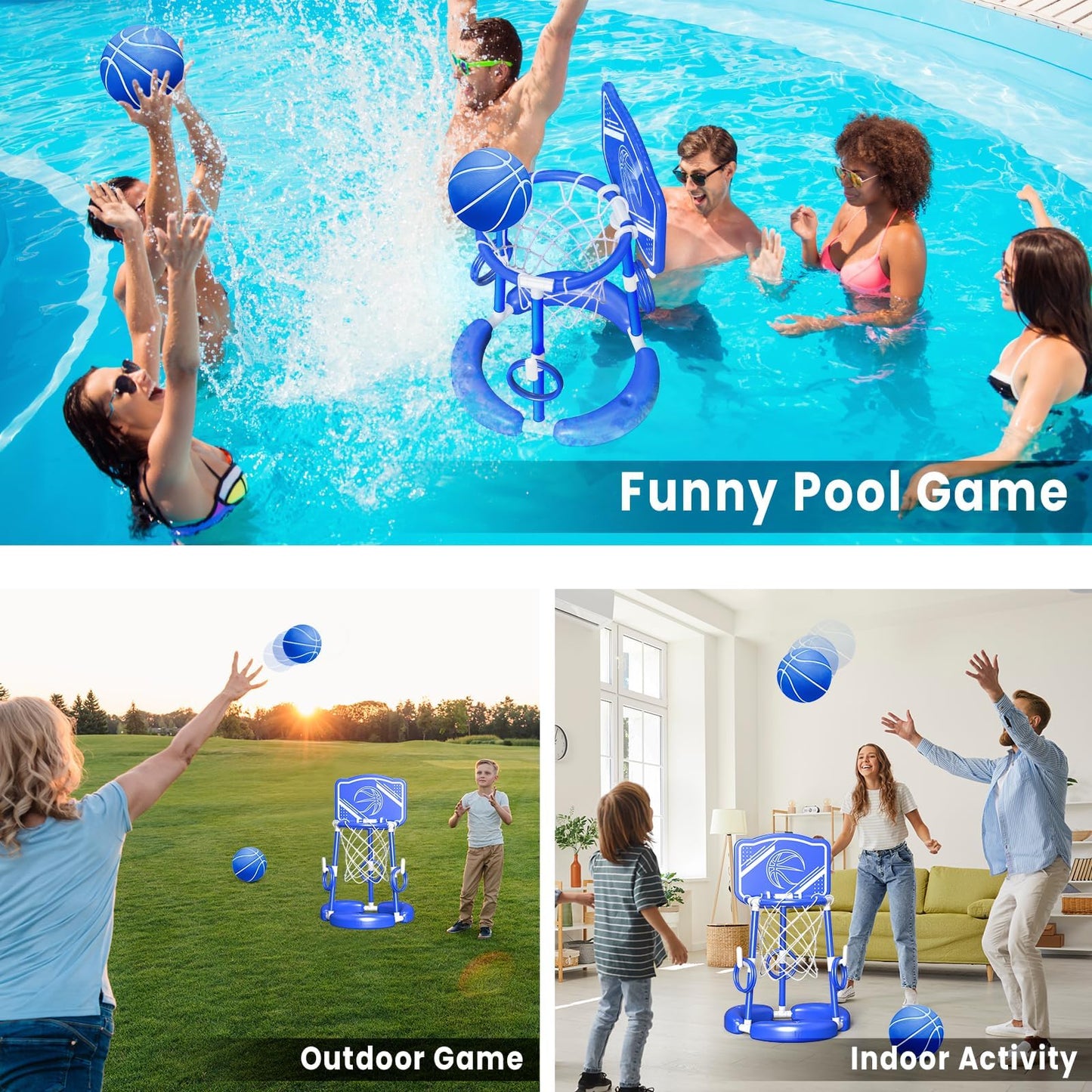 Springflower Pool Basketball Hoop With Backboard, Kids & Adults Swimming Pool Floating Basketball Pool Game,Pool Floating Basket