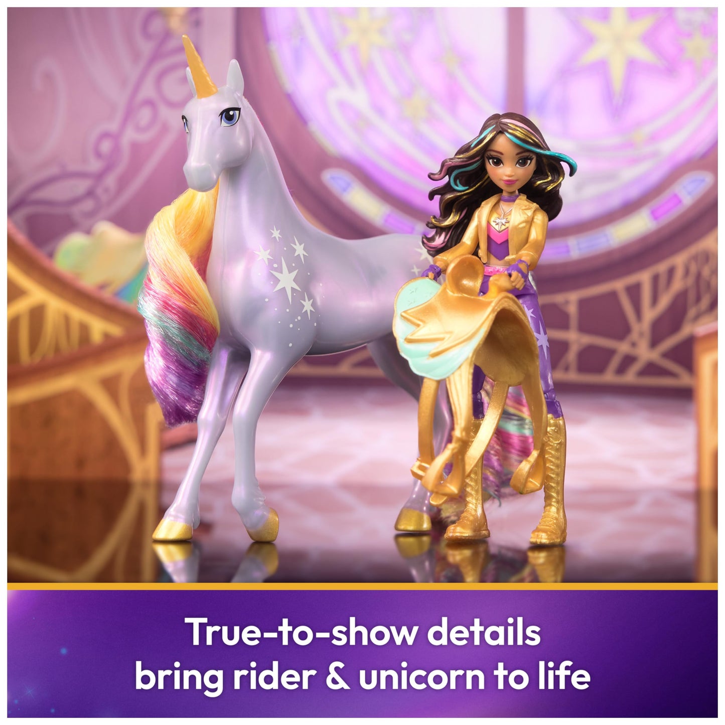 Unicorn Academy Dolls & Unicorn Toys Set, Sophia & Wildstar, 2 Accessories & Hair Tool, Ages 4+, Model 6066838, Plastic