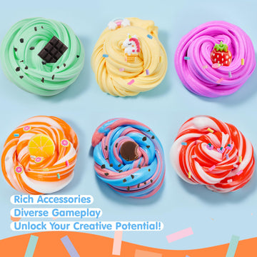 Joyin 6 Pack Butter Slime - Soft, Non-Sticky, Mess-Free, Stress Relief Slime Toys For Kids Classroom Reward, Boys And Girls Birt