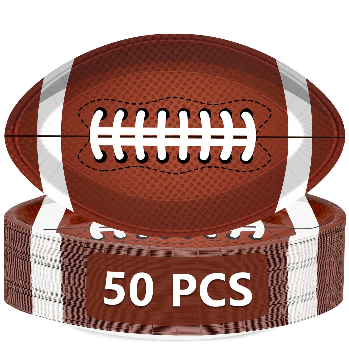 QZYL 50 PCS Football Plates, Football Party Plates, Football Shaped Disposable Paper Plates, Touchdown Party Plates, Football Pa