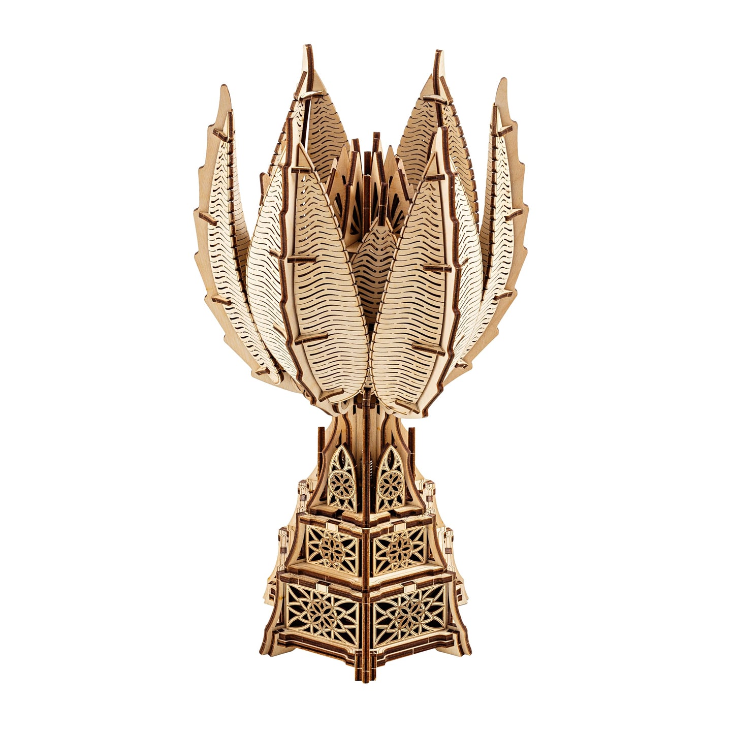 Wood Trick Fiery Bloom Luminous Led 3D Wooden Puzzles For Adults And Kids To Build - Interactive Mechanical Movement - Engineering Diy Project Mechanical 3D Puzzle Model Kits For Adults