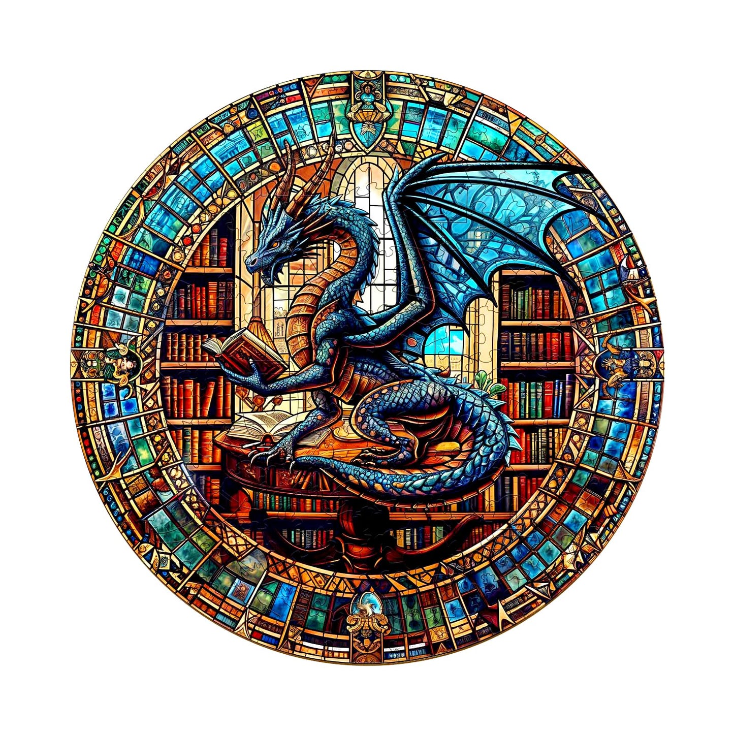 Wooden Puzzles for Adults - Challenging The Dragon's Library Adult Puzzle, Unique Animal Shaped Wooden Jigsaw Puzzles for Adults