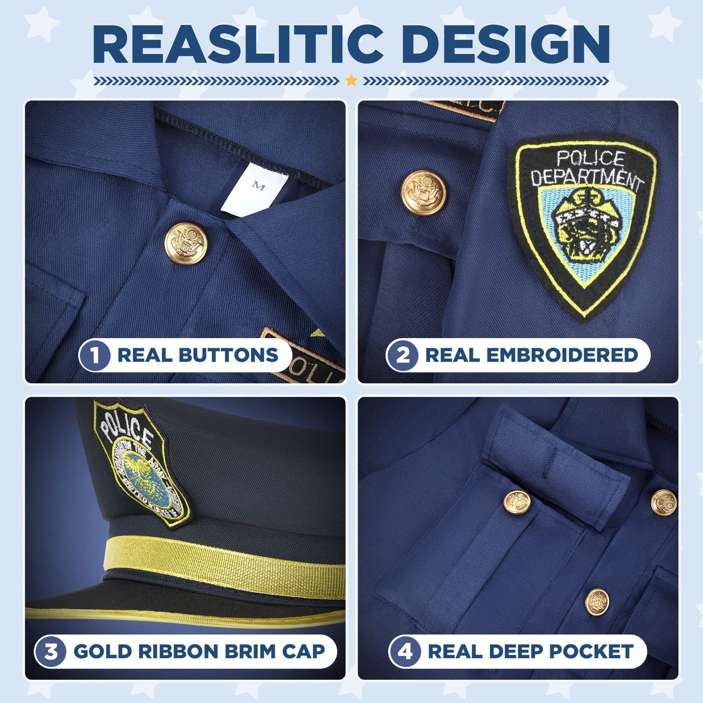 Luucio Police Officer Costume For Kids, Police Costume For Kids With Police Uniform, Halloween Costume For Kids, Dress Up, Role
