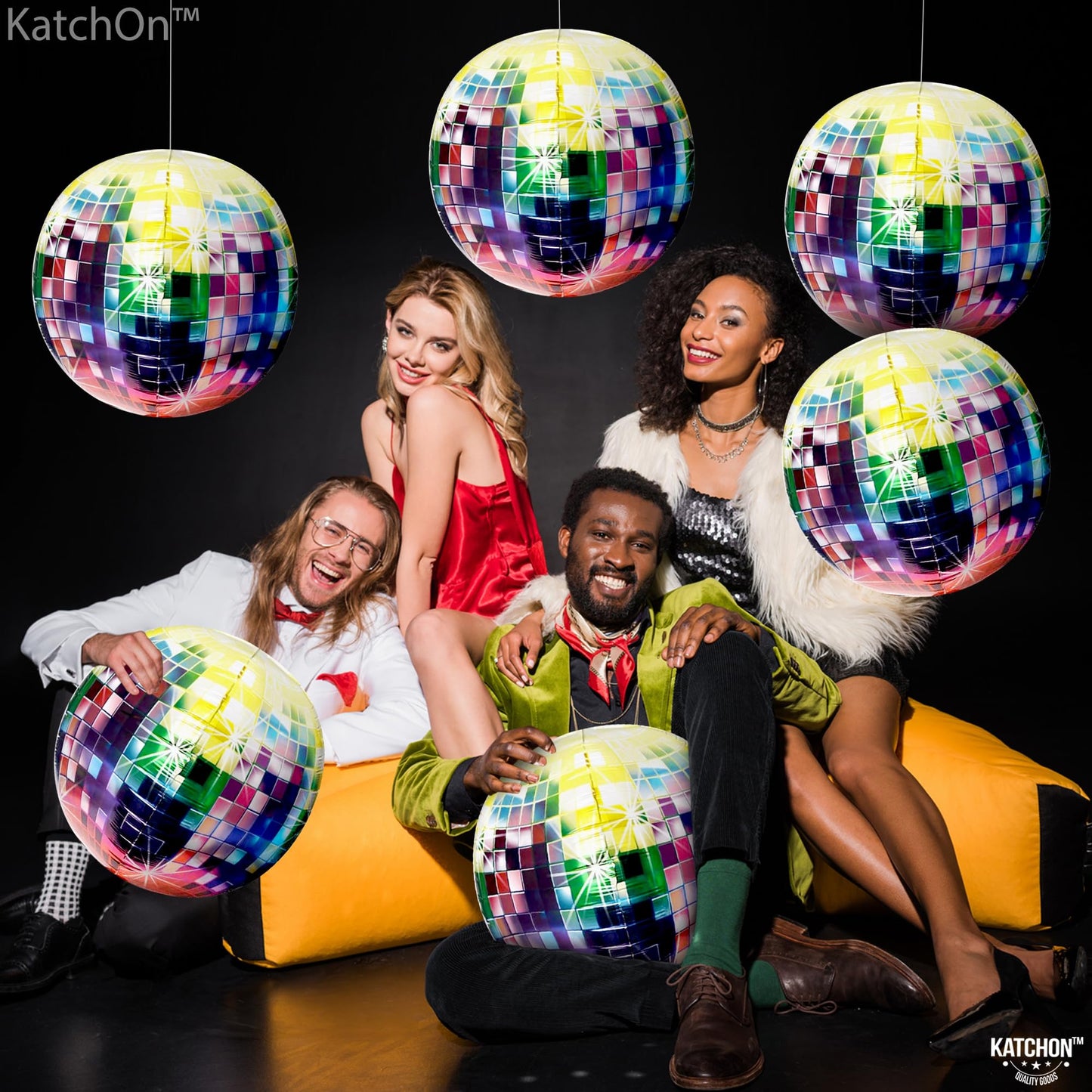 Katchon Jumbo Disco Ball Balloons - 22 Inch, Pack Of 6 | Disco Balloons For 90'S Party Decorations, 80 S Party Decorations | 70'S Decorations, Disco Party Decorations | 80 S Theme Party Decorations