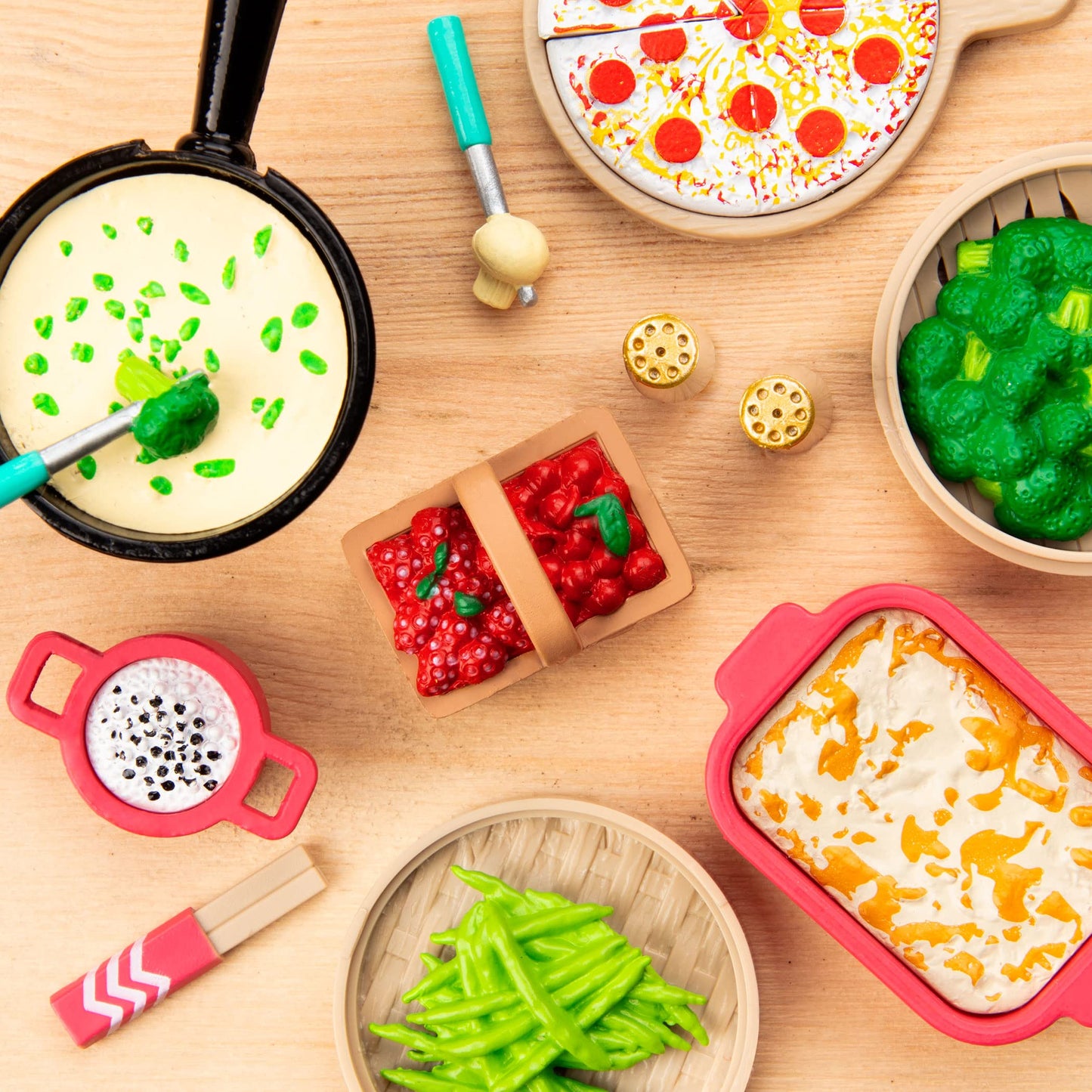 Lori - Play Food for Mini Dolls - Cooking Accessories for 6-Inch Dolls - Pizza, Sushi, Dessert - Dollhouse Set for Kids - 3 Year
