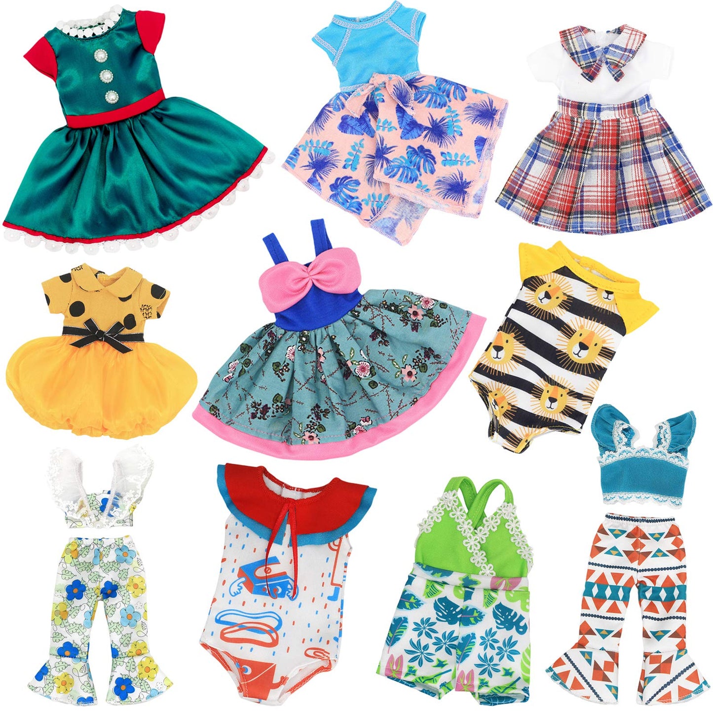 Sotogo 10 Sets American Wellie Doll Clothes Outfits Dresses Pajamas Swimsuit, Girl Wishers Doll Clothes Fit For 14 To 14.5 Inch Dolls