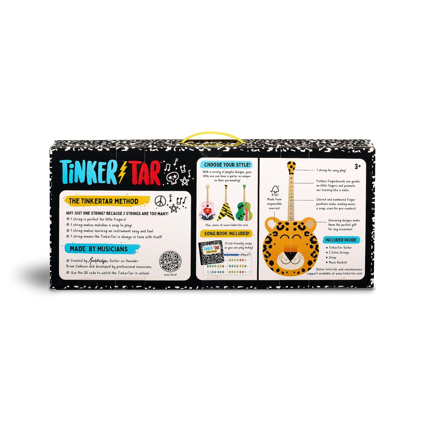 Tinkertar - Leopard Guitar - The Easiest Way To Start And Learn Guitar - 1 Stringed Toy Instrument For Kids Perfect Intro To Mus